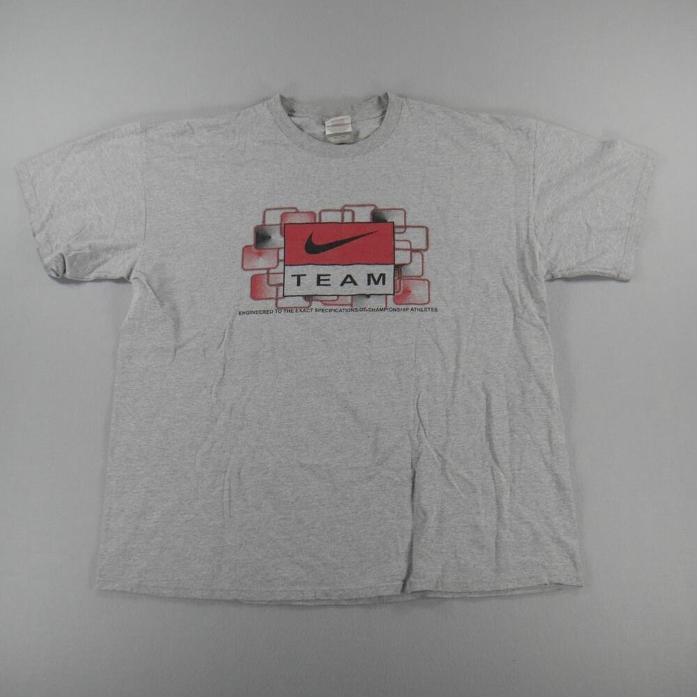 Vintage Y2K Team Nike Tee Grey/Red Mens Size‎ XXL Black Swoosh Oversize Athletic